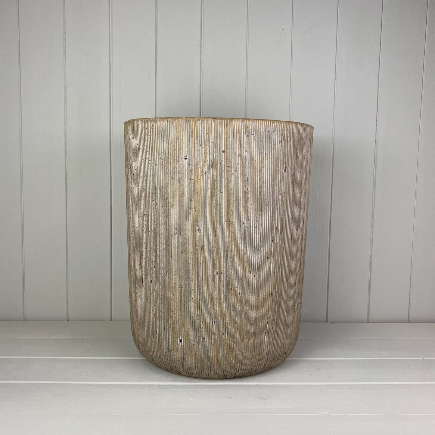 Rustic Large Pebble Stone Cylinder Vase (25.5cm)