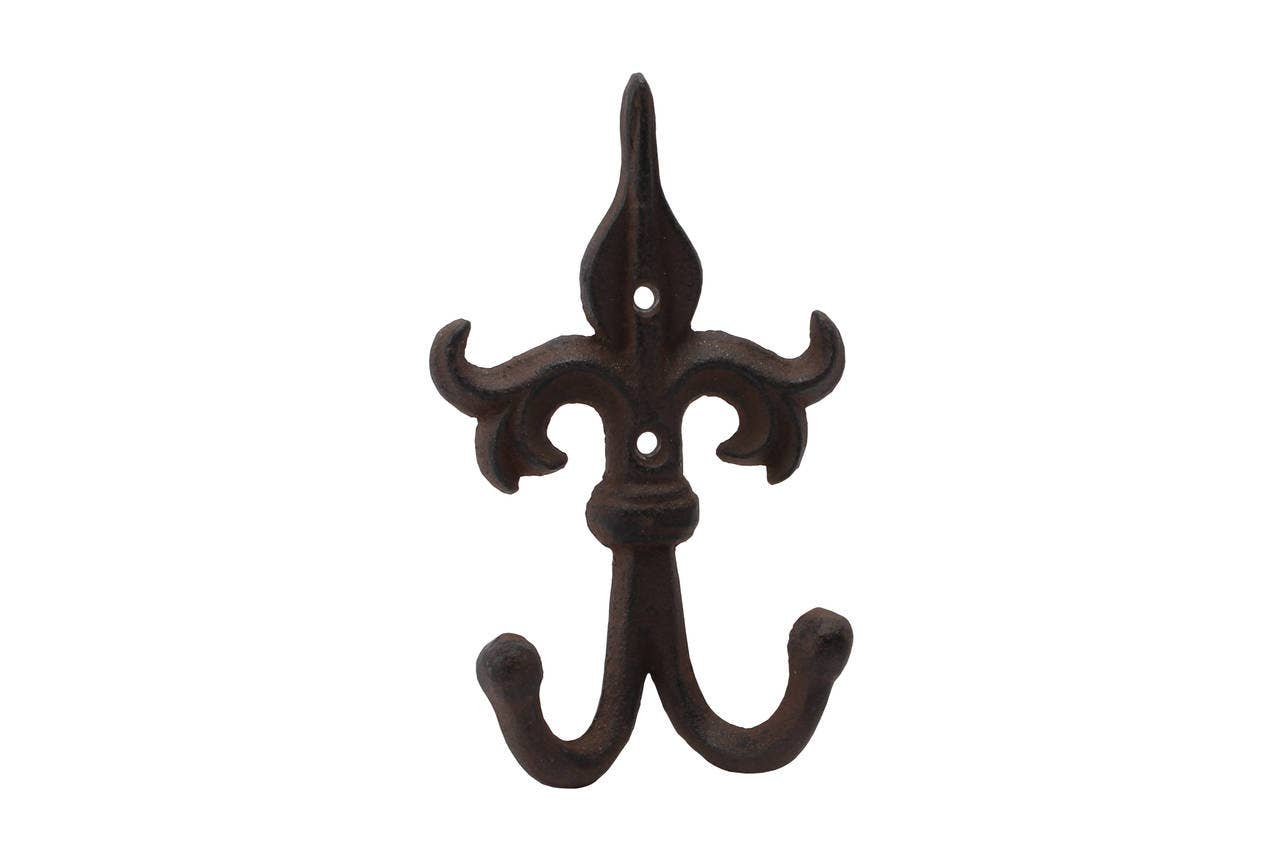 Traditional Cast Iron Double Hook – Fleur-de-Lis Style