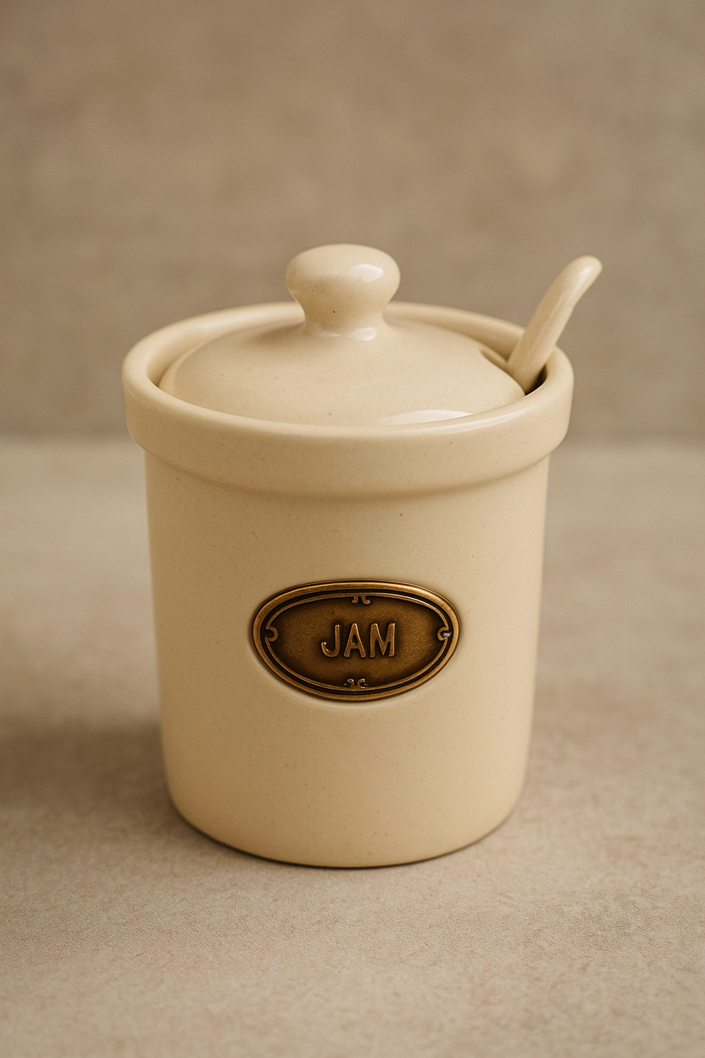 Ceramic Jam Jar with Ceramic Spoon