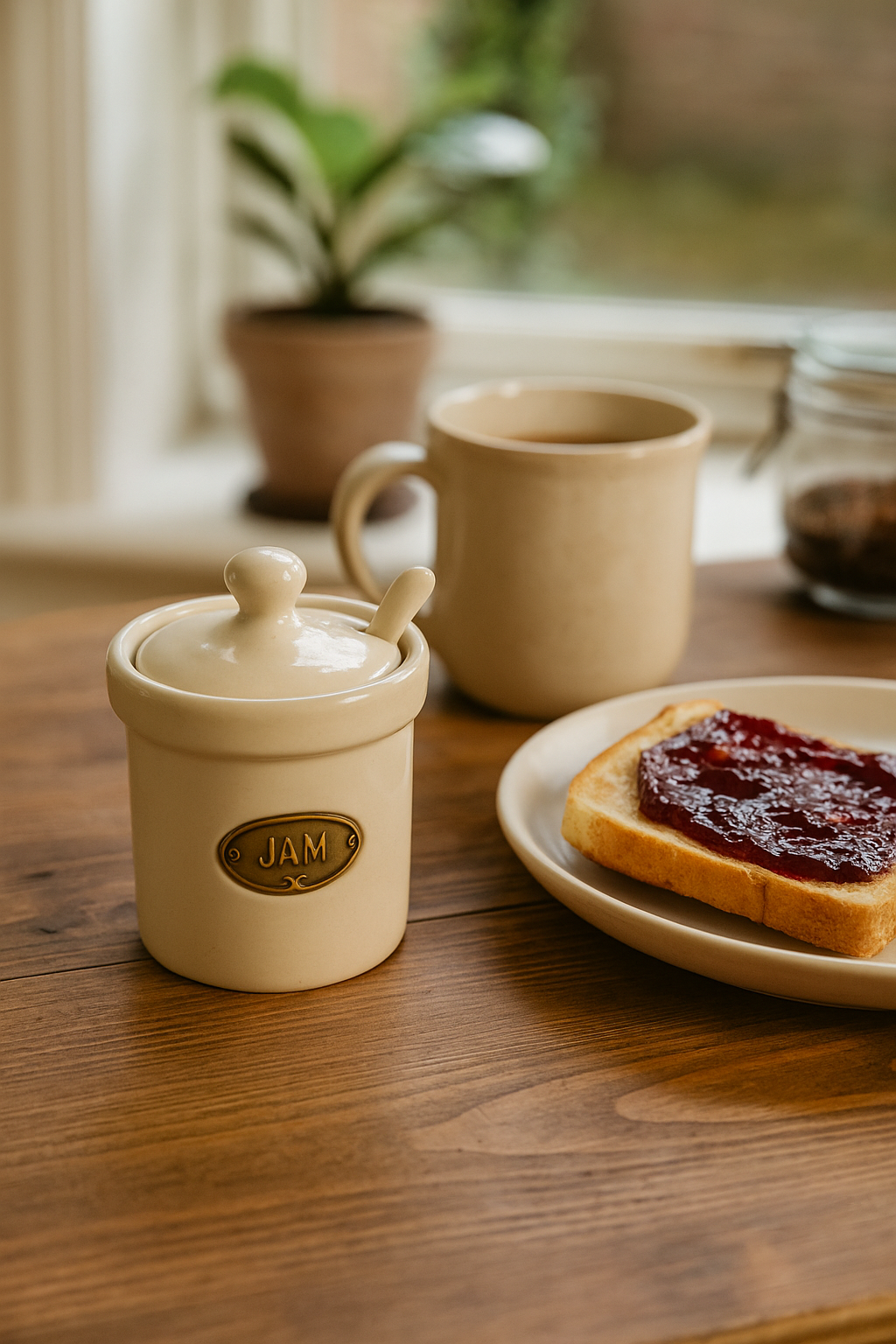 Ceramic Jam Jar with Ceramic Spoon