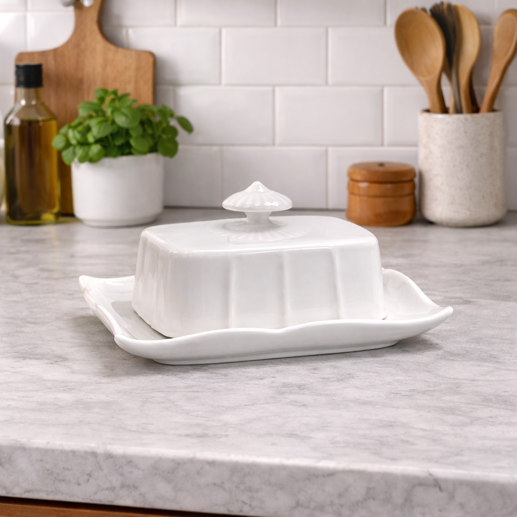 Retro European Ceramic Butter Dish