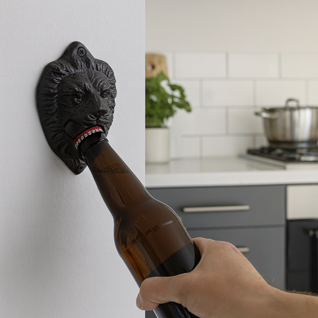 Wall-Mounted Cast Iron Lion Head Bottle Opener