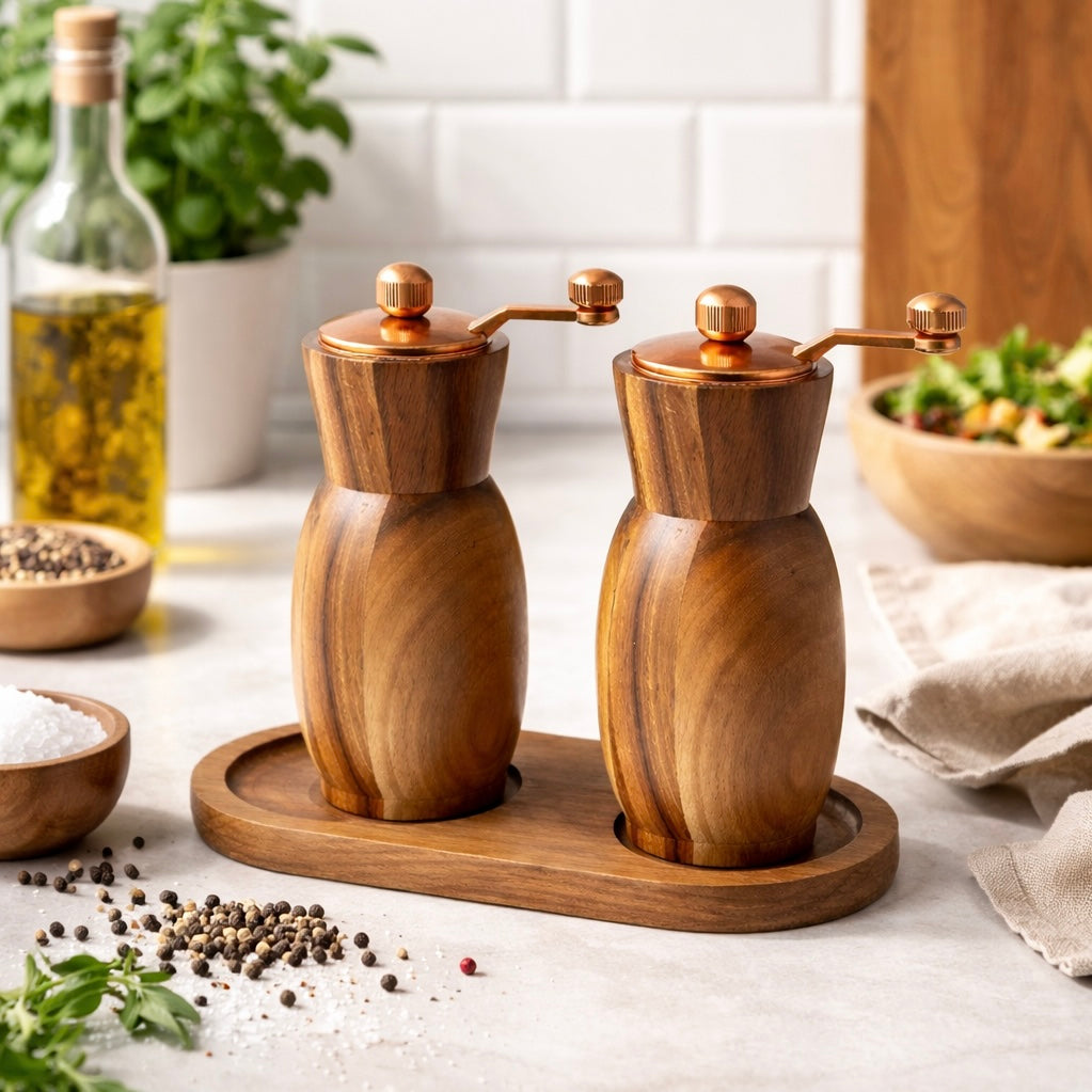 Acacia Wooden Salt & Pepper Grinder Set