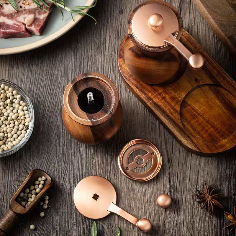 Acacia Wooden Salt & Pepper Grinder Set