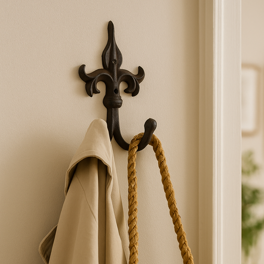 Traditional Cast Iron Double Hook – Fleur-de-Lis Style