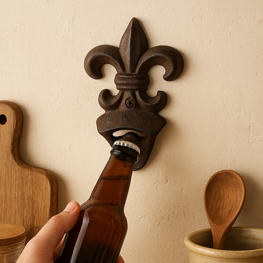 Traditional Style Fleur De Lis Pattern Cast Iron Bottle Opener
