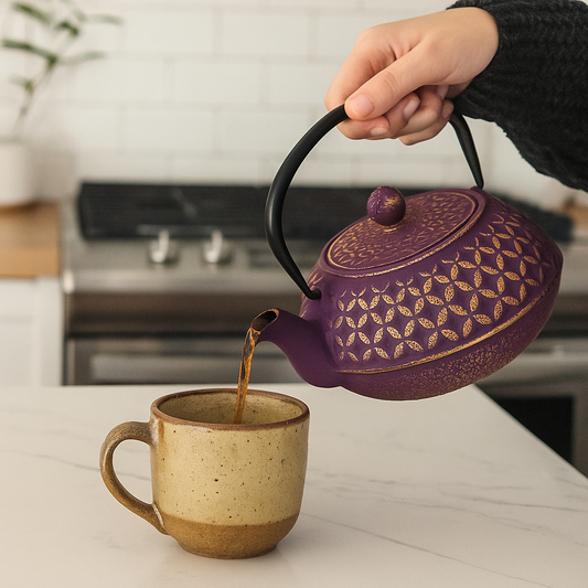 Purple Shippo Cast Iron Teapot 32oz - for Brewing and Serving