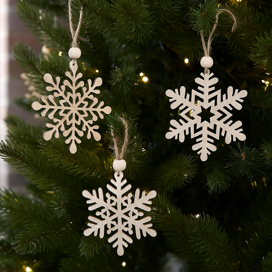 Set of 8 Decorative Wooden Snowflakes