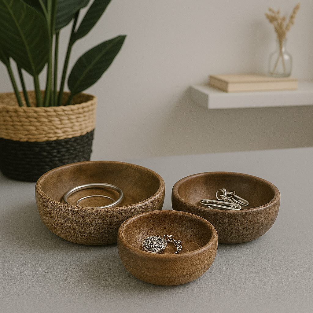 Mango Wood Round Bowls Three Piece