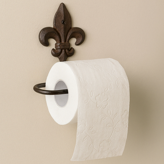 Fleur De Lis Cast Iron Rustic Toilet Roll Holder