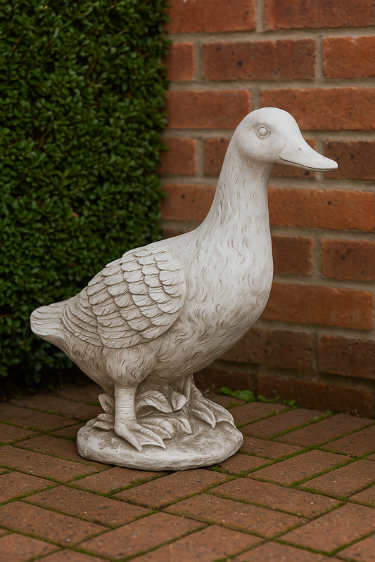 Stone Effect White Duck Statue