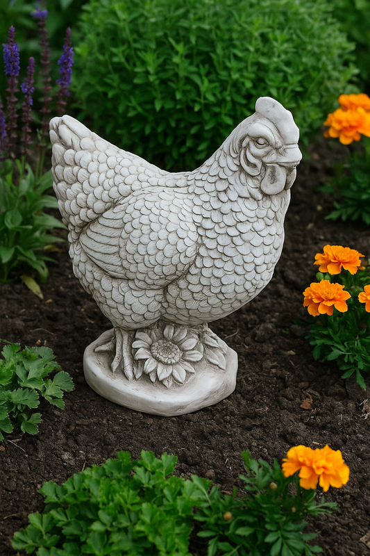 Stone Effect White Hen Statue