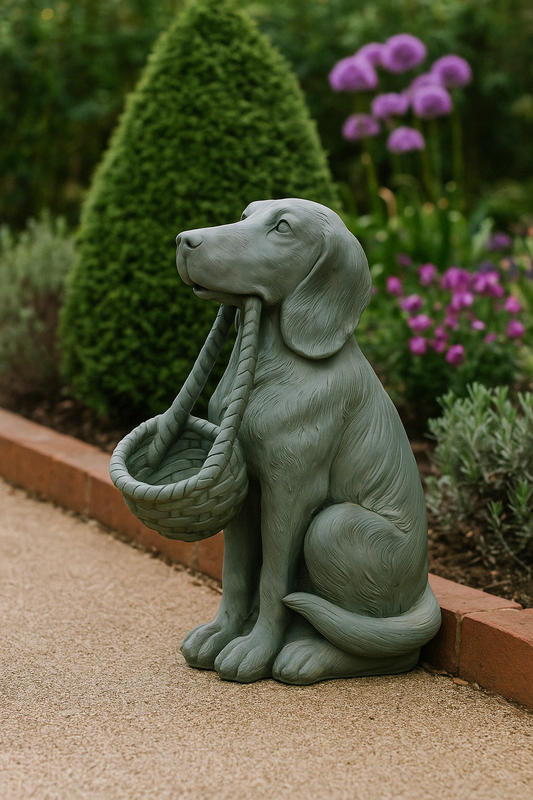 Stone Effect Grey Dog Basket Birdfeeder