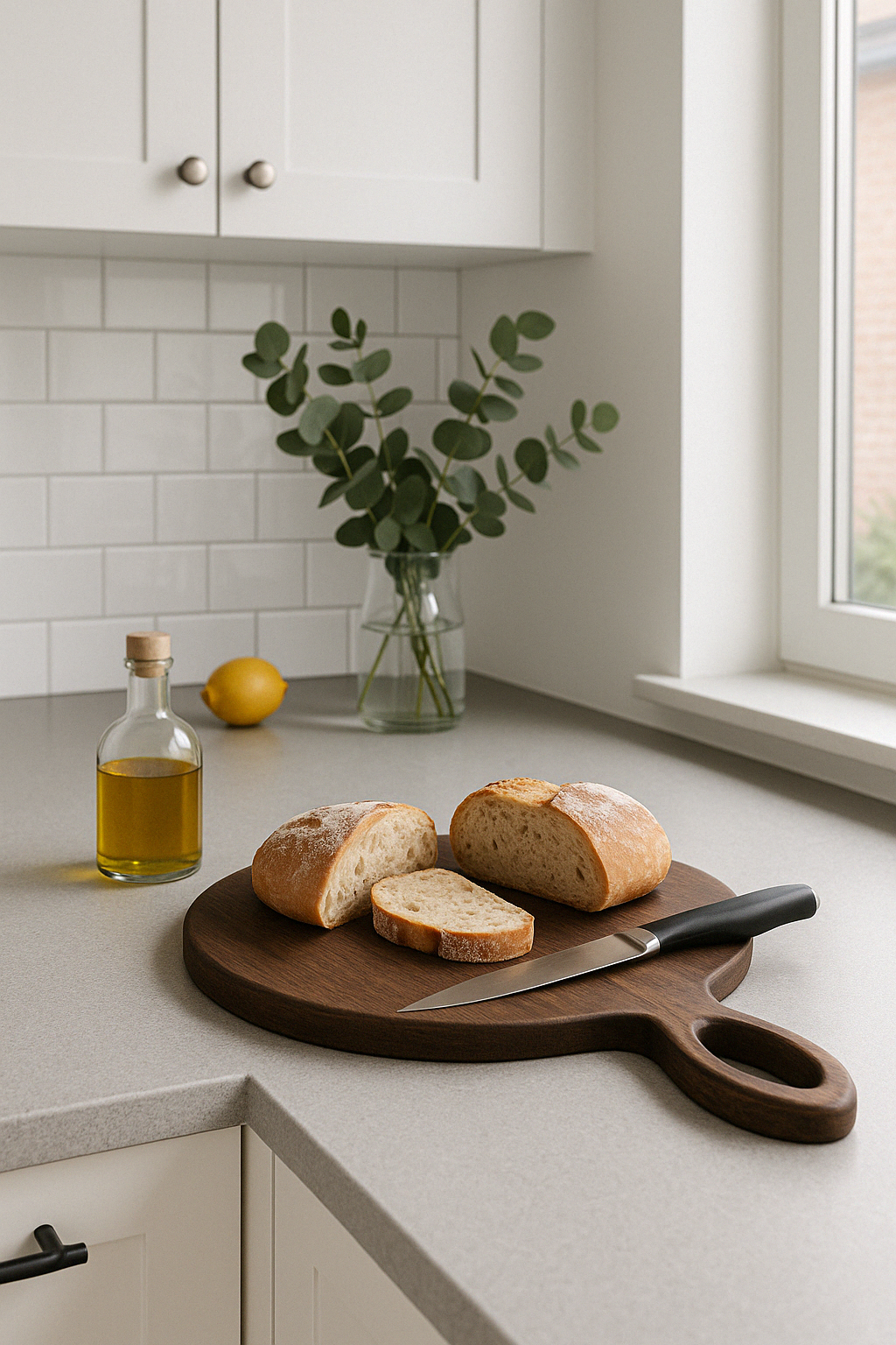 Circular Wooden Chopping Board With Carved Handle 39cm