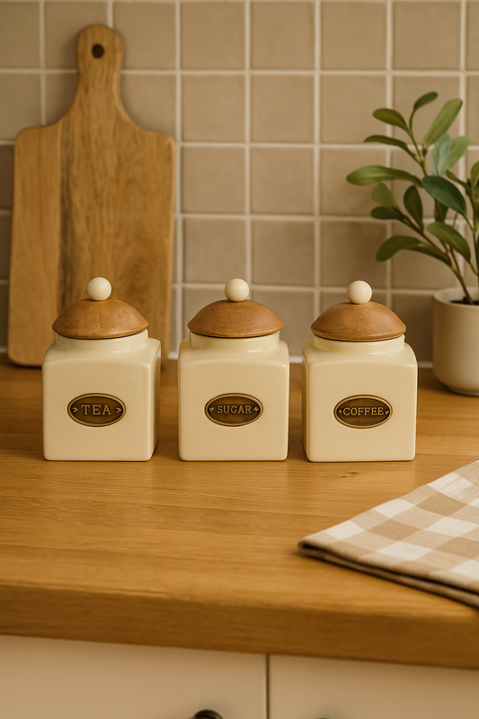Ceramic Tea, Coffee & Sugar Jars