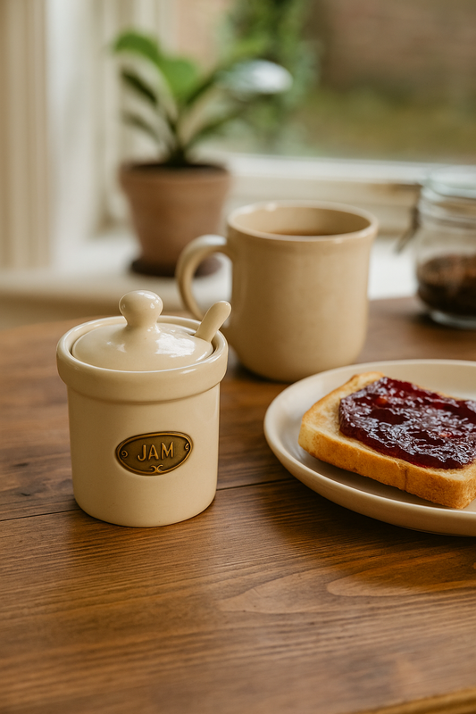 Ceramic Jam Jar with Ceramic Spoon