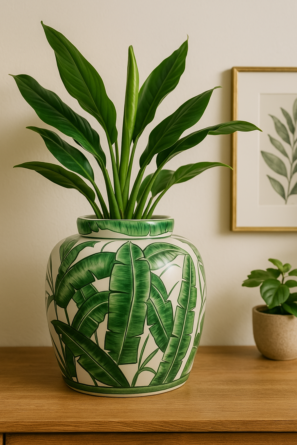 Corn Plant Leaf 13" Ginger Jar