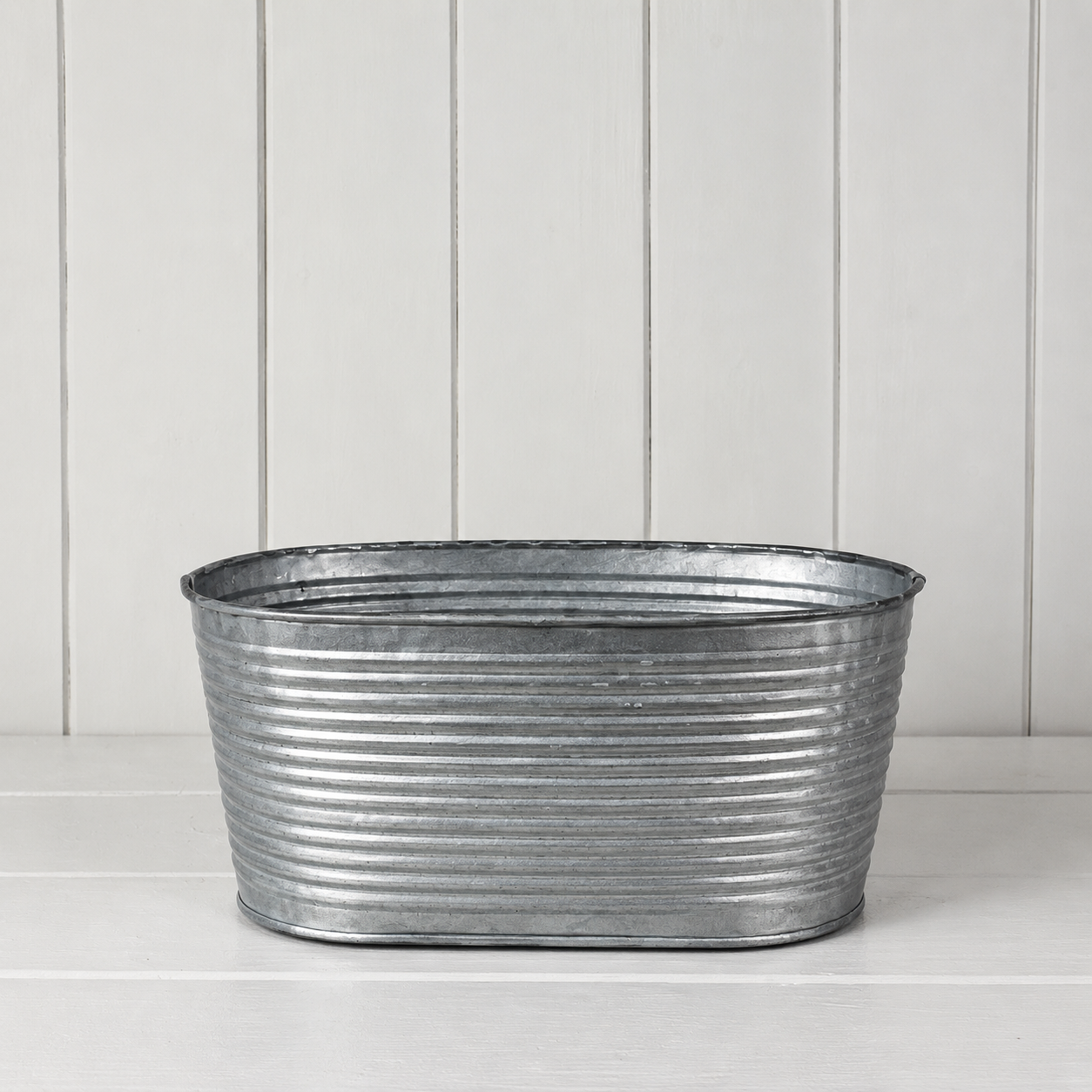 Ribbed Oval Zinc Planter Trough (24cm)
