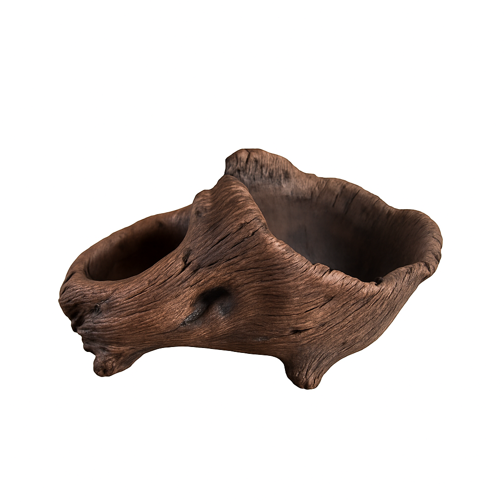 Artisanal Tree Stump Cement Dual Candle Holder