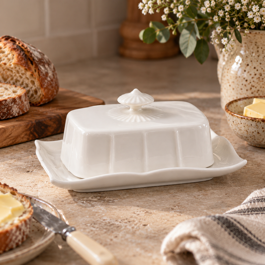 Retro European Ceramic Butter Dish
