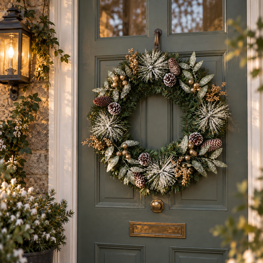 Snowflake Effect Christmas Door Wreath 50 cm