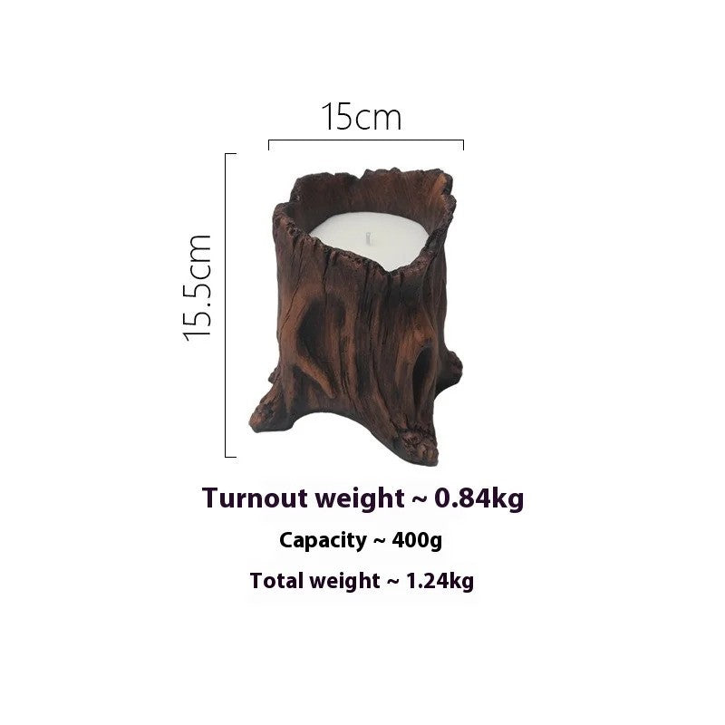 Artisanal Tree Stump Cement Candle Holder