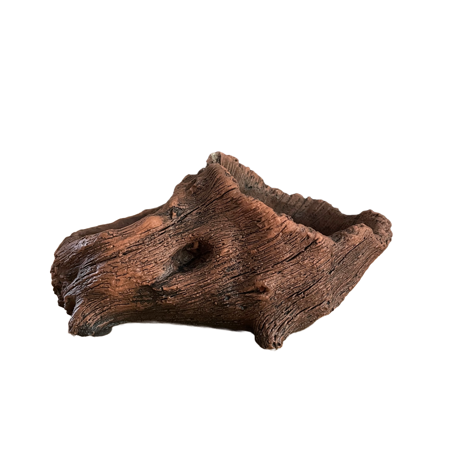 Artisanal Tree Stump Cement Dual Candle Holder