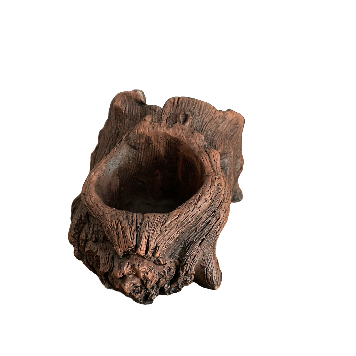 Artisanal Tree Stump Cement Dual Candle Holder