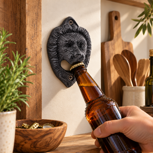 Wall-Mounted Cast Iron Lion Head Bottle Opener