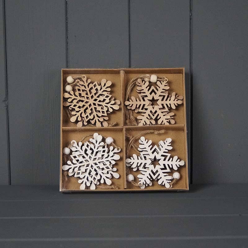 Set of 8 Decorative Wooden Snowflakes